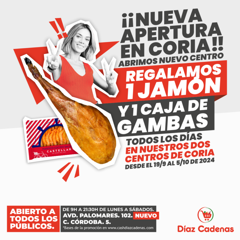 Regalamos un jamón y una caja de gambas en Coria